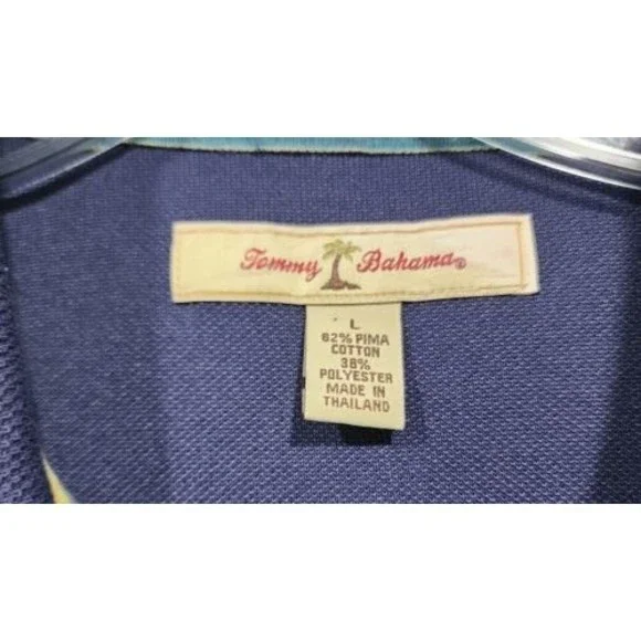 Tommy Bahama Polo Shirt Mens Large Blue 82% Pima Cotton Solid - Picture 2 of 14